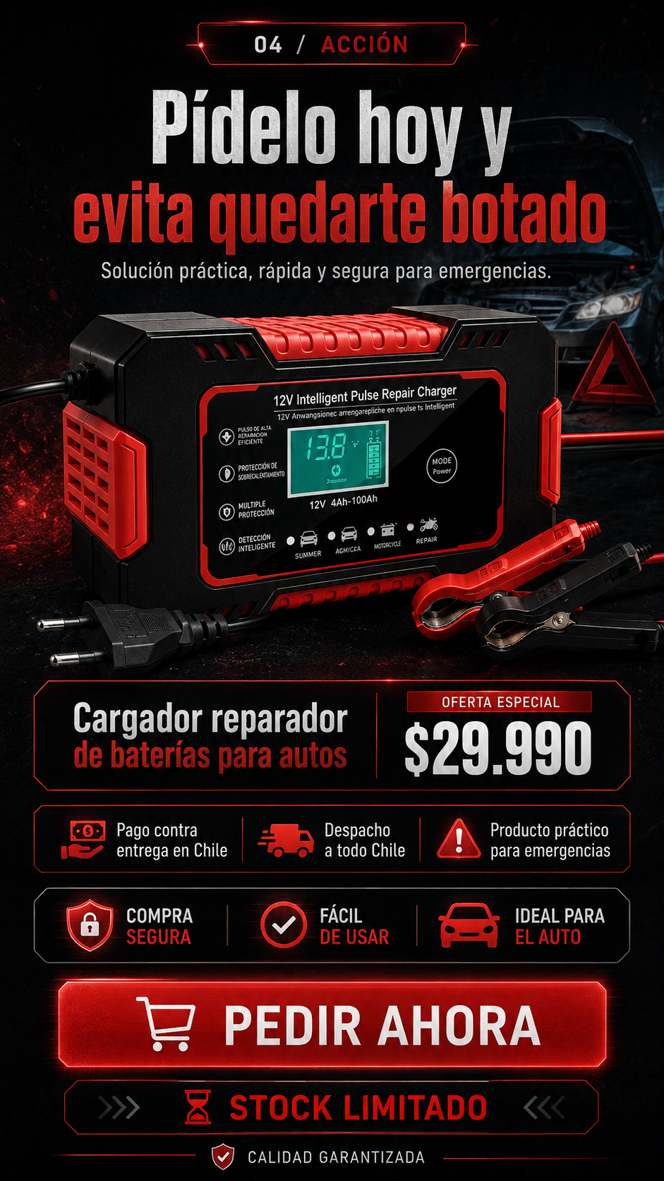 CARGADOR REPARADOR DE BATERIAS PARA AUTO