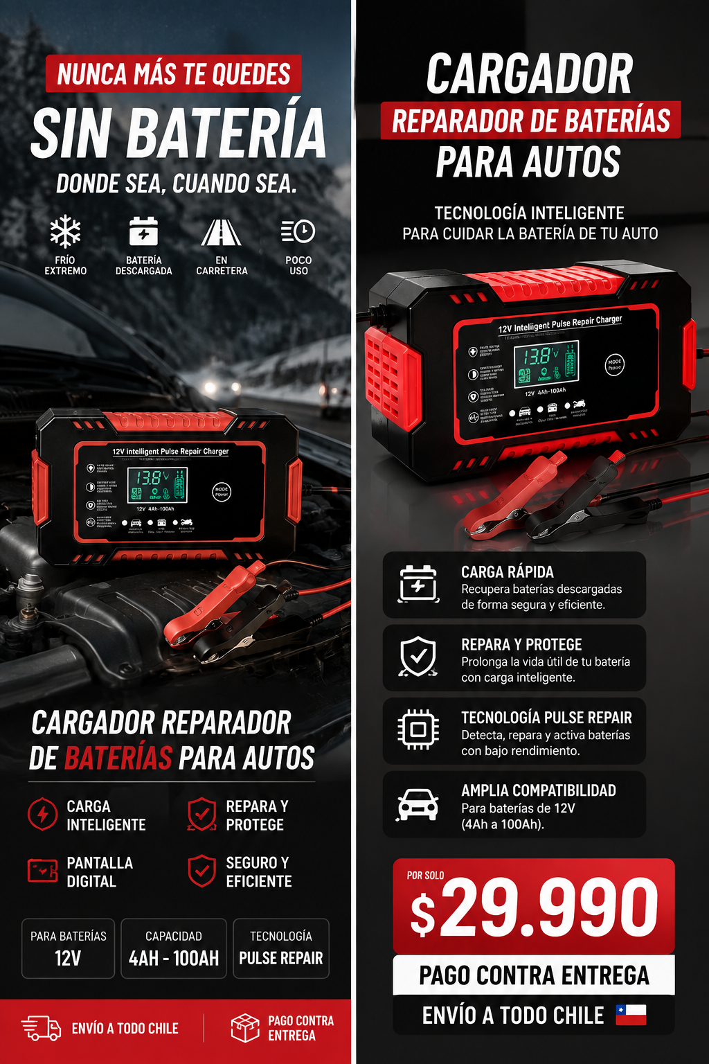 CARGADOR REPARADOR DE BATERIAS PARA AUTO