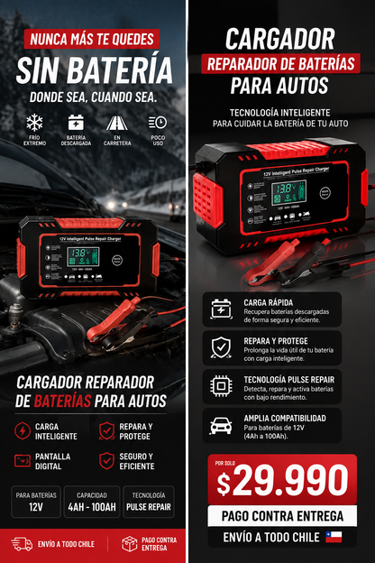 CARGADOR REPARADOR DE BATERIAS PARA AUTO